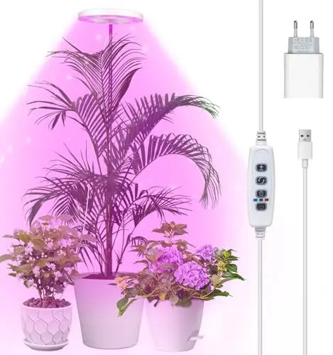 Produktbild: Qoolife Pflanzenlampe led Vollspektrum für Zimmerpflanzen, 155 CM Höhenverstellbare Pflanzenlicht mit 72 LEDs, 3 Dimmbaren Helligkeitsstufen, Zeitschaltuhr 3/9/12 Stunden für Indoor Pflanzen (weiß)