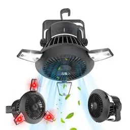 Produktbild: Qoosea Solar Camping Ventilator USB Campingventilator für Zelt Wiederaufladbare Zeltventilatoren mit Lichtern Tragbarer Solar Camping Ventilator mit Haken LED Camping Laterne für Outdoor Angeln Auto