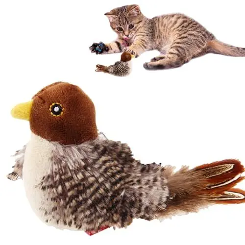 Produktbild: Qosneoun Katzenspielzeug Vogel-Simulierter Zwitschernder Vogel, Zwitschernder Vogel Mit Realistischem Klang Und Bewegung, Interaktive Katze Quietsch Spielzeug, Vogelspielzeug Für Indoor-Katzen (1)