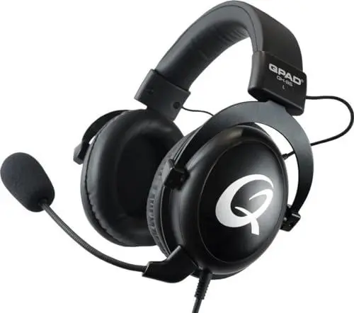 Produktbild: Qpad Pro Gaming Premium Headset, Kopfhörer für PC, Playstation 4 PS4, Nintendo Switch, Xbox One, Mobile Geräte, 53 mm Stereo Sound & 7.1 Surround Sound (Computer) mit USB Soundkarte, Schwarz, QPAD QH95, 340g