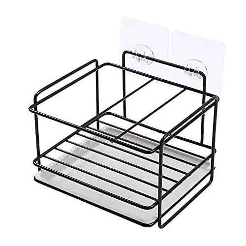 Produktbild: QQRR Arbeitsplatten Organizer, Ordnungshelfer für Die Küche, Spülbecken Organizer, mit Kleber, für Geschirrspülmittel Seifenbürste Handtuchablage Bad (Schwarz)