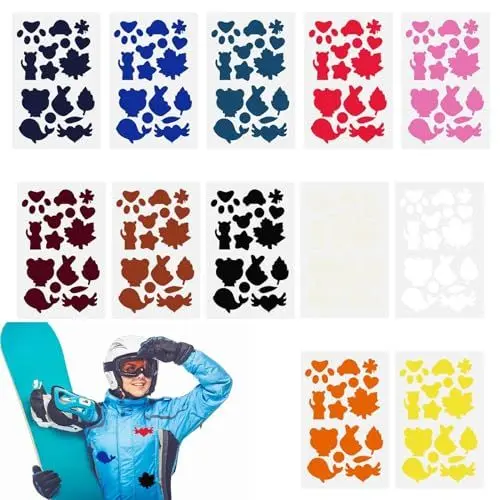 Produktbild: QttvbTna 12 Blatt Daunenjacke Flicken Reparaturset, Selbstklebende Reparaturflicken für Daunenjacken, Mehrere Farben Flicken für Jacken, Oberbekleidung, Zelt-Reparatur, Regenschirm