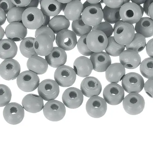 Produktbild: QUARKZMAN 100 Stück 6mm farbige Naturholzperlen, große runde bunte Holzspacer-Perlen für DIY-Basteln, Schmuckherstellung Armbänder (Grau)