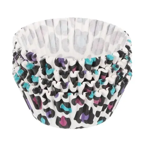 Produktbild: QUARKZMAN 100 Stück Cupcake-Förmchen, Muffins-Papierbackförmchen Standard-Fettbeständig für Cupcake-Verpackung, Leopardenmuster