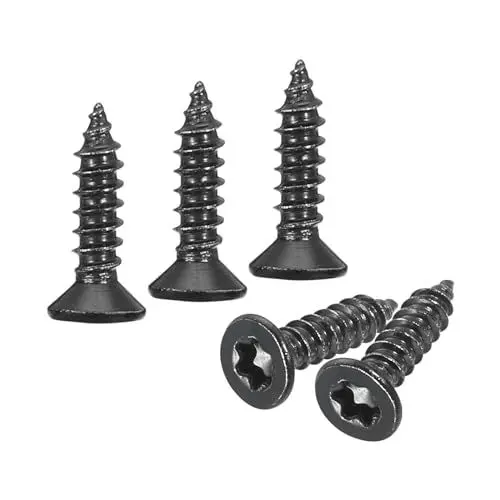 Produktbild: QUARKZMAN 100 Stück Flachkopf Torx Schrauben, M3 x 12mm Torx Holzschrauben, 304 Edelstahl Senkkopfschrauben, Selbstschneidend, Passend für T10 Bit, für Holz, Zäune, Terrassen (Schwarz)