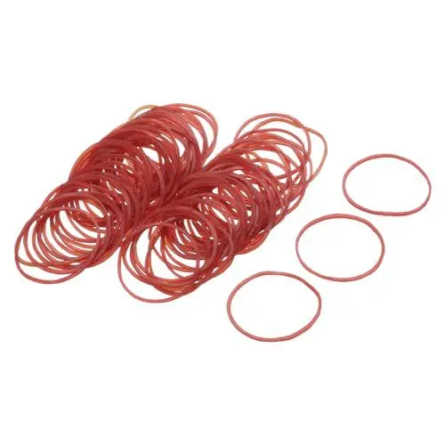 Produktbild: QUARKZMAN 100er Packung Gummiband Dehnbares Gummiband Rot 40mm x 1mm Haargummis für Zuhause und Büro