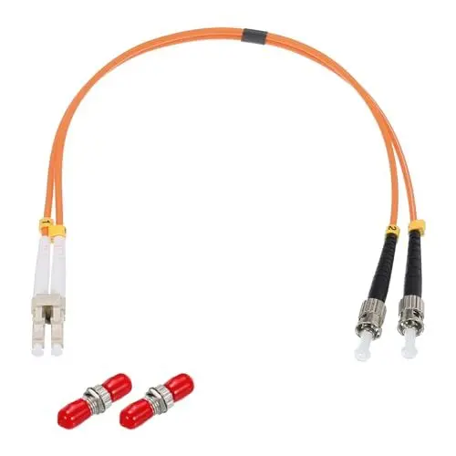 Produktbild: QUARKZMAN 1 Stück 1 Fuß LC-ST/UPC Glasfaser-Patchkabel Multimode Duplex Glasfaserkabel mit 2 Stück ST Simplex-Kupplung LSZH Jumper Glasfaser für Netzwerktransceiver, OM1-Klasse