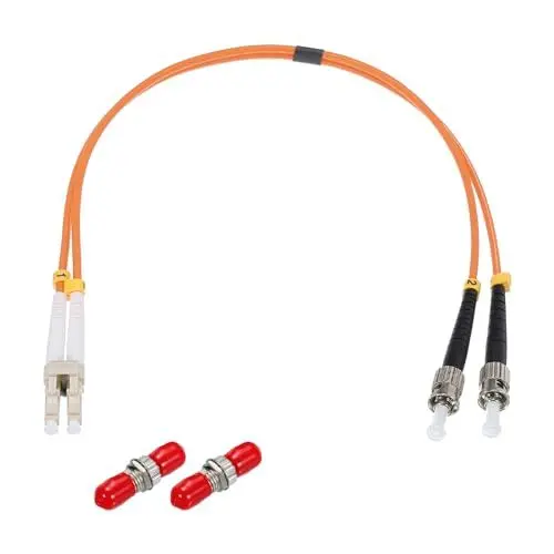 Produktbild: QUARKZMAN 1 Stück 1 Fuß LC-ST/UPC Glasfaser-Patchkabel Multimode Duplex Glasfaserkabel mit 2 Stück ST Simplex-Kupplung LSZH Jumper Glasfaser für Netzwerktransceiver, OM2-Klasse