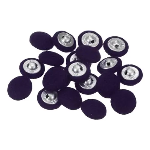Produktbild: QUARKZMAN 20 Stück Stoffbezogene Knöpfe 15mm Runde Plüsch Bezogene Metall Knopf Stoff bedeckt mit Metallschaft Nähknöpfe Bastelknöpfe zum Nähen Basteln für Anzüge Strickjacke, Tieflila