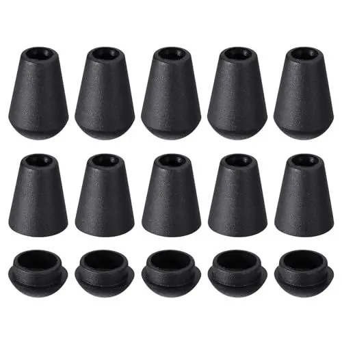 Produktbild: QUARKZMAN 20 Stück Glocken-Endstopper, Kordelstopper aus Kunststoff, Seilendverschluss, Seilverschlüsse, Knebelclip mit Deckel für Kordelzug, Schlüsselband, Rucksack, Schwarz