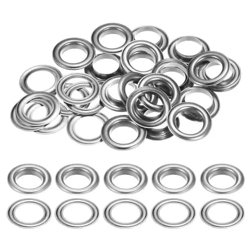 Produktbild: QUARKZMAN 20er Set Ösen mit Unterlegscheiben 17mm Kupfer Metall Ösen-Kit für Stoffvorhänge Leder Gürtel Schuhe Tasche DIY, Silberton