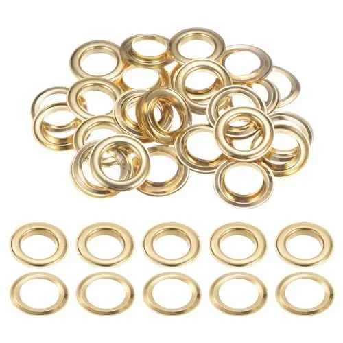 Produktbild: QUARKZMAN 20er Set Ösen mit Unterlegscheiben 20mm Kupfer Metall Ösen-Kit für Stoffvorhänge Leder Gürtel Schuhe Tasche DIY, Gold