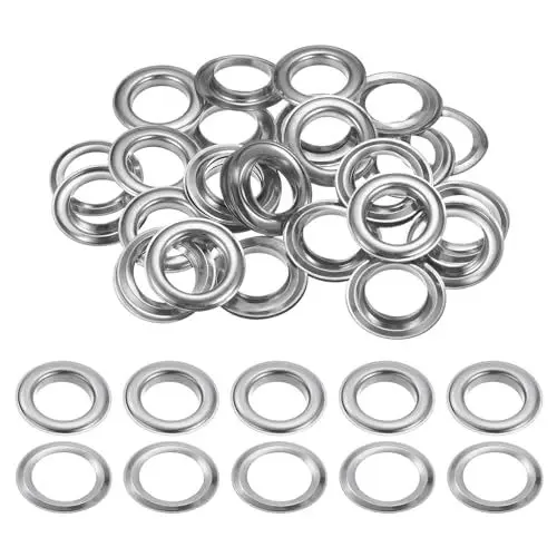 Produktbild: QUARKZMAN 20er Set Ösen mit Unterlegscheiben 20mm Kupfer Metall Ösen Kit für Stoffvorhänge Leder Gürtel Schuhe Tasche DIY, Silberton