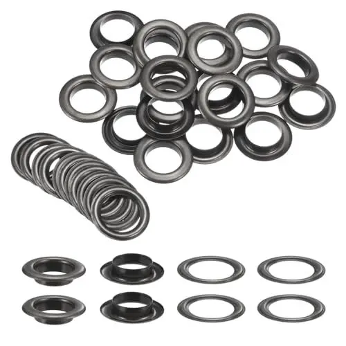 Produktbild: QUARKZMAN 20er Set Ösen mit Unterlegscheiben 20mm Metall-Ösen-Kit für Stoffvorhänge Leder Gürtel Tasche DIY, Gunmetal