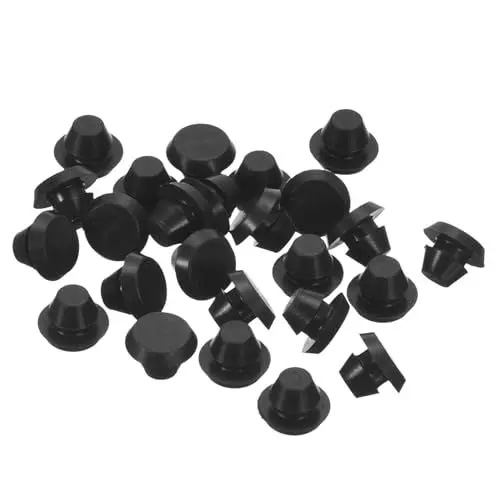 Produktbild: QUARKZMAN 25 Stück Silikonstopfen, runde Gummistopfen zum Einrasten in 5-5,5 mm Löcher, wasserdichte Lochstopfen für Metallrohre, Möbel-Endkappen, Schwarze Einsätze