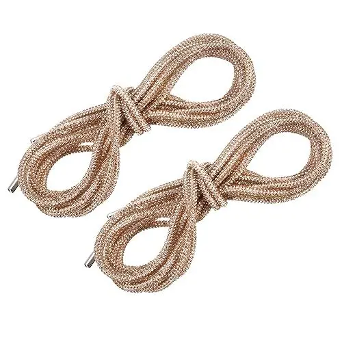Produktbild: QUARKZMAN 2Stk Glitzer Schnürsenkel - 55'' Strassstein Runde Schnürsenkel Kordelzug Ersatz für Jogginghose Pullover (Champagne)