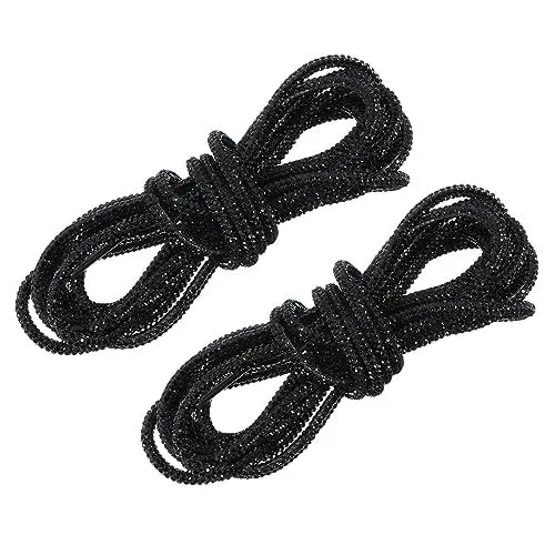 Produktbild: QUARKZMAN 2Stk Glitzer Schnürsenkel - 55'' Strassstein Runde Schnürsenkel Kordelzug Ersatz für Jogginghose Pullover (Schwarz)