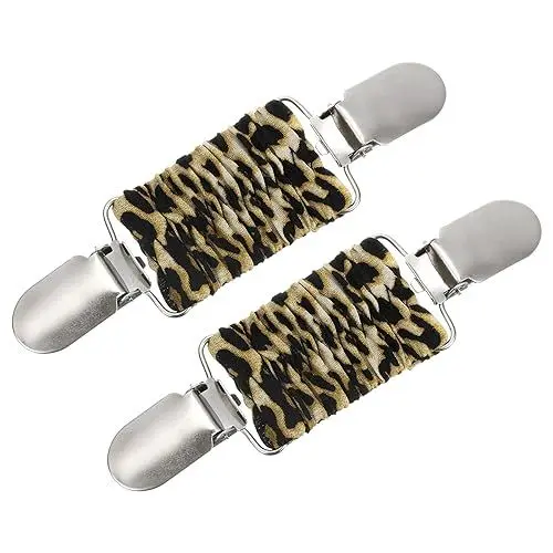Produktbild: QUARKZMAN 2Stk Kleid Cinch Clips Pullover Clips Schal Strickjacke Kragen Clips Schal Clip Spanner Kleid Rückenschnalle Clip für Frauen(Gedruckt Braun)