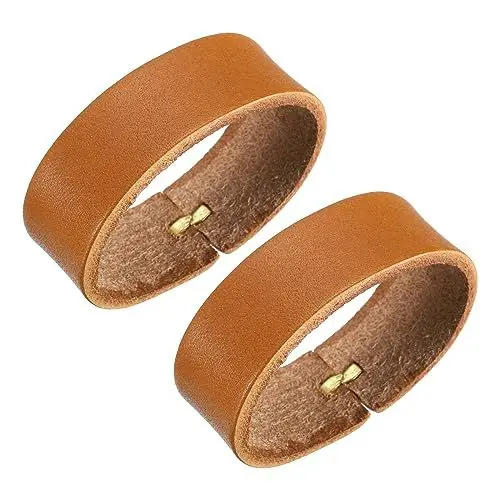 Produktbild: QUARKZMAN 2Stk Leder Gürtel Schleife Halterungen 11.5cm Außenumfang Gürtel Gurtband Ring Schnalle für Handwerker Tasche Gürtel Fixierung (Gelb Orange)