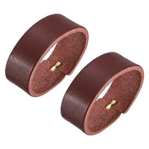 Produktbild: QUARKZMAN 2Stk Leder Gürtel Schleife Halterungen 11.5cm Außenumfang Gürtel Gurtband Ring Schnalle für Handwerker Tasche Gürtel Fixierung (Rot Braun)