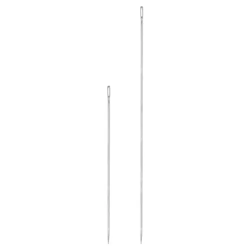 Produktbild: QUARKZMAN 2 Stück Polsternadeln mit großem Öhr, extra lang, 20 cm, 30 cm, Nähnadeln gerade Handnadeln, leicht zu einfädeln, aus rostfreiem Stahl für Möbelleder