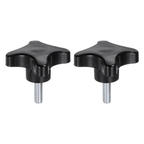 Produktbild: QUARKZMAN 2 Stück Rändelschrauben mit Kreuzgriff M8 x 25mm Sterngriffschraube Kunststoff Knopf Verzinkter Kohlenstoffstahl Gewinde Klemmschraube Sterngriffmutter Klemmknopf für Maschine