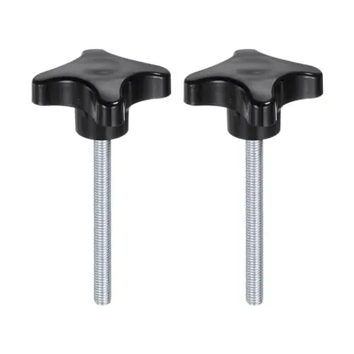 Produktbild: QUARKZMAN 2 Stück Rändelschrauben mit Kreuzgriff M8 x 80mm Sterngriffschraube Kunststoff Knopf Verzinkter Kohlenstoffstahl Gewinde Klemmschraube Sterngriffmutter Klemmknopf für Maschine