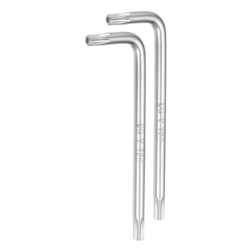 Produktbild: QUARKZMAN 2 Stück T20 Manipulationssicherer Torx-Schlüssel Sternschlüssel L-förmiger 6-Punkte-Schlüssel aus Chrom-Vanadium-Stahl Handwerkzeug für Automobil- / Hausreparaturen.