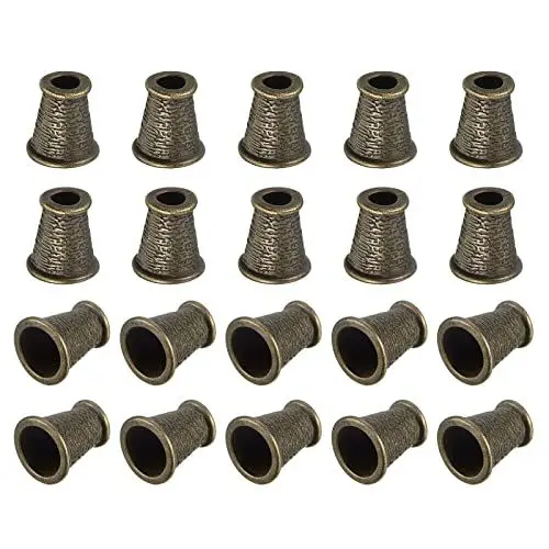Produktbild: QUARKZMAN 30St. Metallglockenstopper, 4mm konische Kordelenden Schloss Seilverschluss Endstopper für Drawstring Lanyard Rucksack Tasche DIY, Bronze