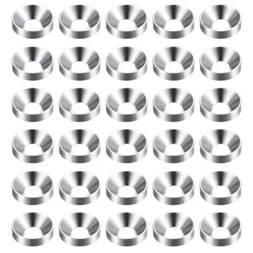 Produktbild: QUARKZMAN 30 Stück Senkkopf-Unterlegscheiben M4 aus eloxiertem Aluminiumlegierung, Schraubendichtungen für mechanische Zubehörteile, Silber