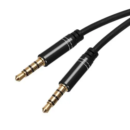 Produktbild: QUARKZMAN 3.5mm TRRS Aux Kabel Stecker an Stecker Zusätzliche Audio HiFi Kopfhörer Kabel 3.3ft Nylon Geflochten für Handy Kopfhörer Lautsprecher Stereo Echo Schwarz