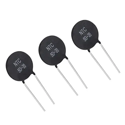 Produktbild: QUARKZMAN 3 Stück 5 Ohm Thermistor Widerstand NTC für Heizgeräte und Glühbirnen Spannung Stabilisator (Schwarz, Silberton)