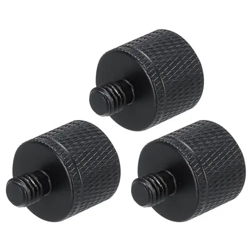 Produktbild: QUARKZMAN 3-teiliger Mikrofonständer-Adapter, 1/4 Innengewinde auf M6 Außengewinde, Schraubadapter, Aluminiumlegierung für Mikrofon-Stativ-Halterung, Schwarz