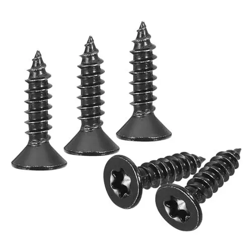 Produktbild: QUARKZMAN 40 Stück Flachkopf Torx Schrauben, M4 x 16mm Torx Holzschrauben 304 Edelstahl Senkkopfschrauben Selbstschneidende für T20 Bit für Holz, Zaun, Terrassendielen (Schwarz)