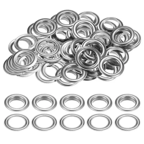 Produktbild: QUARKZMAN 40er Set Ösen mit Unterlegscheiben 17mm Kupfer Metall Ösen-Kit für Stoffvorhänge Leder Gürtel Schuhe Tasche DIY, Silberfarben