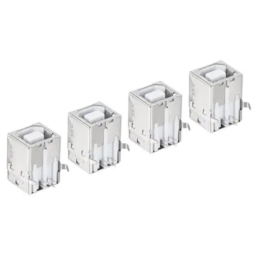 Produktbild: QUARKZMAN 4 Pins USB Typ B Buchse x 4 Stück PCB Winkelstecker für Drucker, Computer, (Silberton, Grau Weiß)