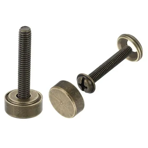 Produktbild: QUARKZMAN 4 Stück Messing Dekorative Schrauben mit Kappen, 12 mm Spiegelschrauben Kappe Abdeckung Nägel Befestigungselemente für dekorative Spiegel Möbel, Bronze Farbe