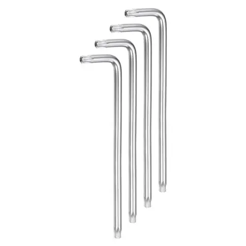 Produktbild: QUARKZMAN 4 Stück T40 Manipulationssicherer Torx-Schlüssel Sternschlüssel Langer Arm L-förmiger 6-Punkte-Schlüssel Chrom-Vanadium-Stahl Handwerkzeug für Automobil- / Hausreparaturen.