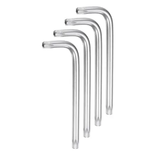 Produktbild: QUARKZMAN 4 Stück T45 Manipulationssicherer Torx-Schlüssel Sternschlüssel L-förmiger 6-Punkte-Schlüssel aus Chrom-Vanadium-Stahl Handwerkzeug für Automobil- / Hausreparaturen.