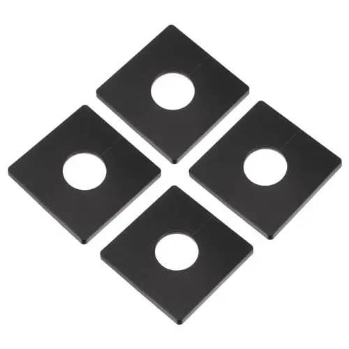 Produktbild: QUARKZMAN 4 Stück Wand-Split-Flansch, ABS Quadratische Selbstklebende Rosettenplatte mit 33mm/1,3 Zoll Durchmesser Loch, Wasserrohrabdeckung für Wasserhahn-Dekoration, Schwarz