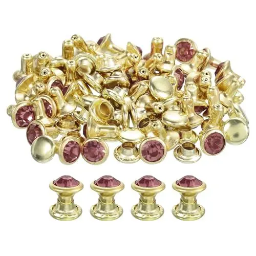 Produktbild: QUARKZMAN 50 Stück Goldene Rosa Strassnieten, 6mm/0,24