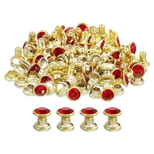 Produktbild: QUARKZMAN 50 Stück Goldene Rote Strassnieten, 6mm/0,24