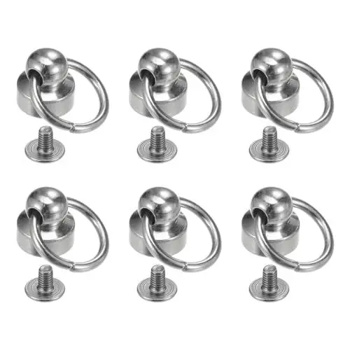 Produktbild: QUARKZMAN 6 Stück O-Ring Messing Rundkopf-Nieten 9mm Metall-Nietenbefestigungen mit Schraube und Zugring für DIY-Lederhandwerk, Geldbörse, Handyhülle, Handtasche, silberfarben