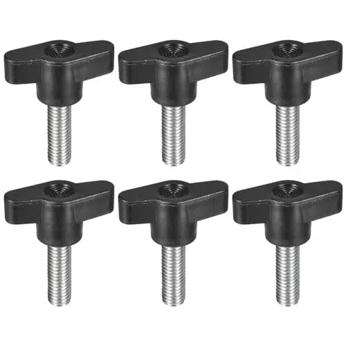 Produktbild: QUARKZMAN 6-teiliger Klemmschraubenknopf, M8 x 25 mm T-förmiger Rändelschraubengriff aus Kohlenstoffstahl zum schnellen Entfernen des handfesten Knopfes