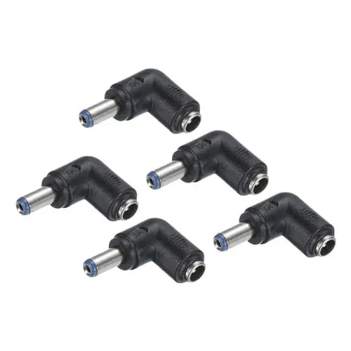 Produktbild: QUARKZMAN DC-Netzstecker-Adapter, 5 Stück 90-Grad-Winkel 5,5 mm x 2,1 mm Buchse auf 5,5 mm x 2,1 mm Stecker Kupplungswandler