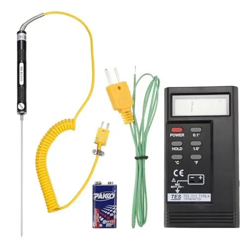 Produktbild: QUARKZMAN Digitales Thermoelement-Thermometer K-Typ Temperaturmesser Hohe Genauigkeit (-50 bis 1300 °C), mit Oberflächen-Thermoelement-Sonde 81539B