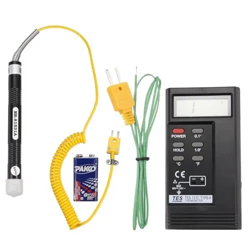 Produktbild: QUARKZMAN Digitales Thermoelement-Thermometer K-Typ Temperaturmesser Hohe Genauigkeit (-50 bis 1300 °C), mit Oberflächen-Thermoelement-Sonde NR-81531A