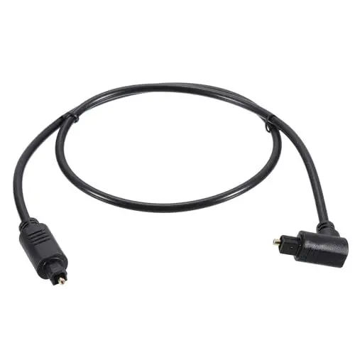 Produktbild: QUARKZMAN Fiber Optisches Audiokabel 90 Grad Digitales Audio Glasfaser Kabel 3.3FT Langes TOS Optische Verbindung Kabel PVC Kunststoff Stecker für TV DVD Verstärker Stereo Schwarz