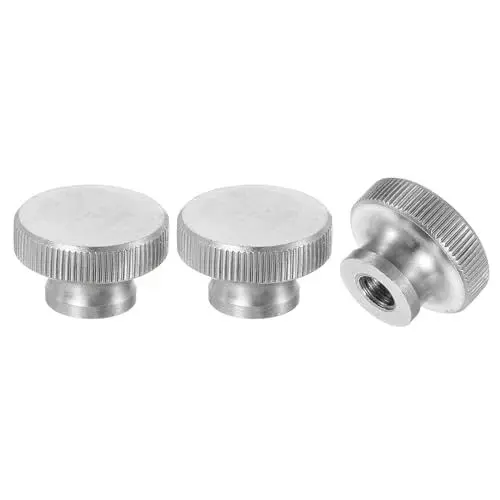 Produktbild: QUARKZMAN Gerändelte Daumenmuttern, 3 Stück M6 x D20mm x H12mm Edelstahl Runde Knöpfe Befestigungselemente Blindloch Hand Schraubenmutter Silber für 3D Drucker Teile, Maschinenwerkzeuge