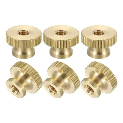 Produktbild: QUARKZMAN Gerändelte Daumenmuttern, 6 Stück M4 x D12mm x H8mm Messing Griffmuttern Rändelmuttern Durchgangsloch mit Hohem Kopf Befestigungselemente für 3D-Drucker Teile, Maschinenwerkzeuge